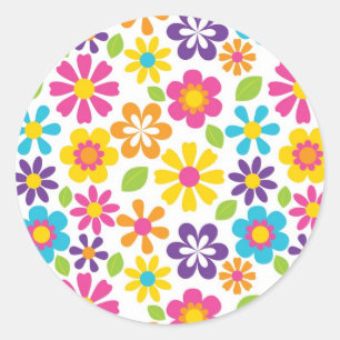 Sticker Rond Cadeaux hippies d'ados de flower power
