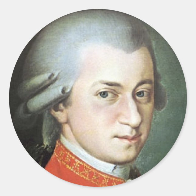 Sticker Rond Cadeaux Mozart pour les mélomanes (Devant)