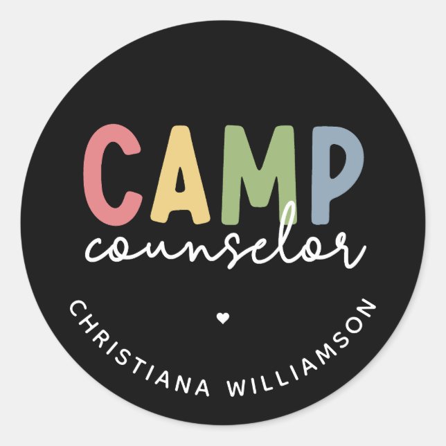 Sticker Rond Cadeaux personnalisés de conseillers de camp (Devant)