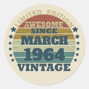 Sticker Rond Cadeaux personnalisés soixante vintages 60e annive