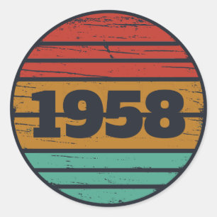 Sticker Rond Cadeaux personnalisés vintages 65e anniversaire