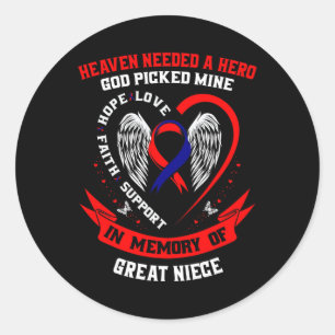 Sticker Rond Cadeaux Perte Grande Nièce Maladie de Coeur Sensib