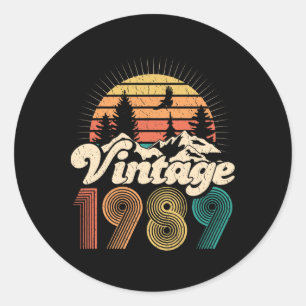 Sticker Rond Cadeaux pour 30 ans - Vintage 1989 Femmes de rando