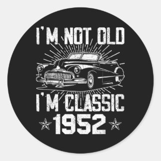 Sticker Rond Cadeaux pour hommes de 75 ans Vintage 1952 Clic Ca