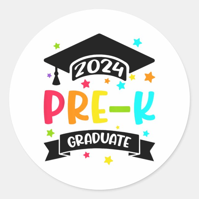Sticker Rond Cadeaux pré-K de fin d'études préscolaires 2024 (Devant)
