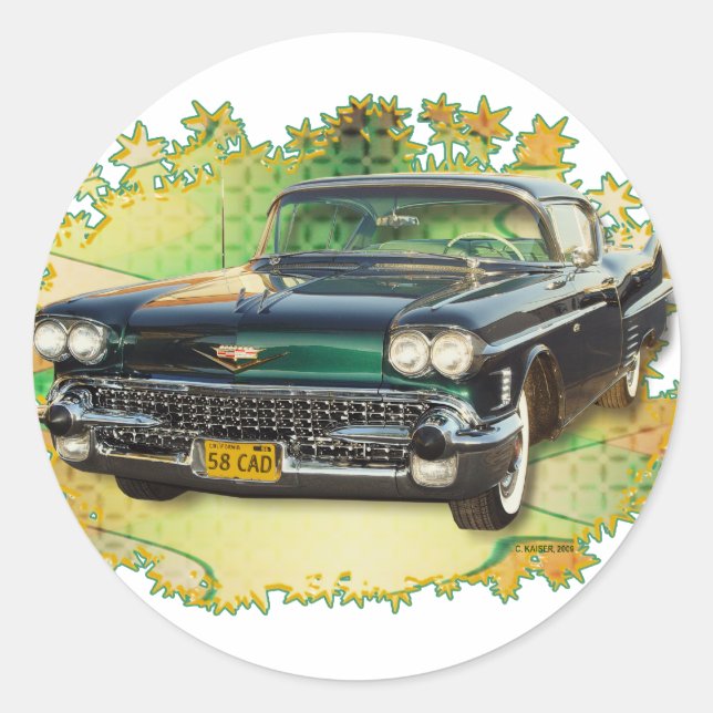 STICKER ROND CADILLAC #2 1958 (Devant)