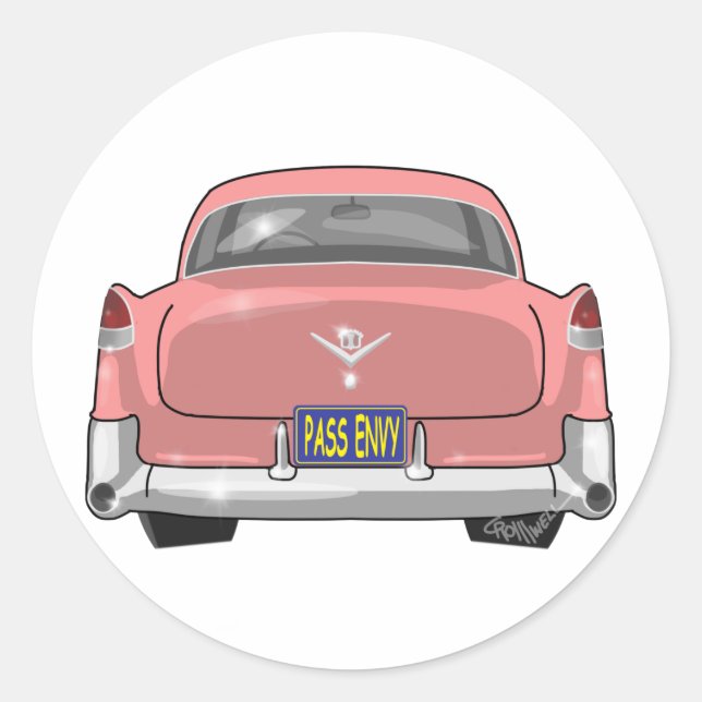 Sticker Rond Cadillac rose 1955 (Devant)