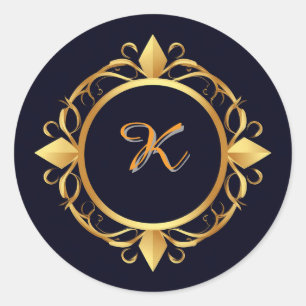 Sticker Rond Cadre circulaire orné doré élégant