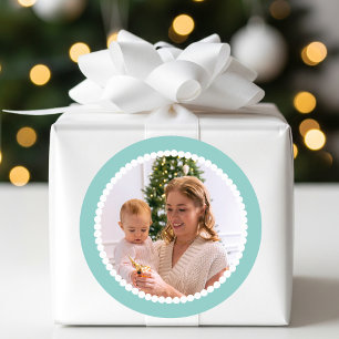 Sticker Rond Cadre de boule de neige de Noël avec photo personn