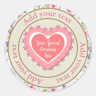 Sticker Rond Cadre de cœur floral élégant : pour chaque occasio