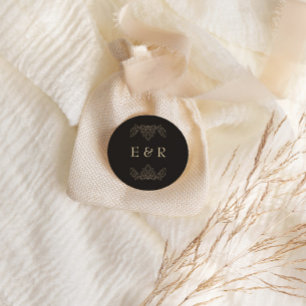 Sticker Rond Cadre de mariage baroque romantique orné