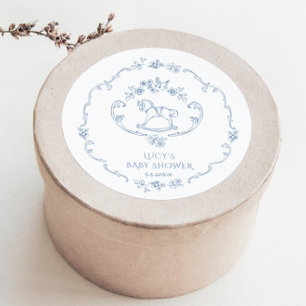 Sticker Rond Cadre de toile vintage chinoiserie pour baby showe