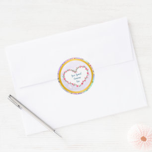 Sticker Rond Cadre en forme de cœur floral élégant : pour chaqu