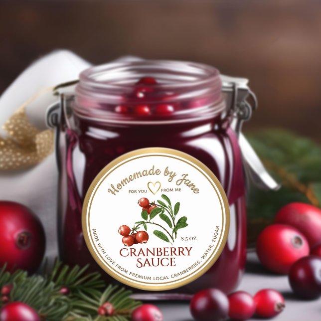 Sticker Rond Cadre en or de coeur de sauce CRANBERRY sur mesure (Créateur téléchargé)