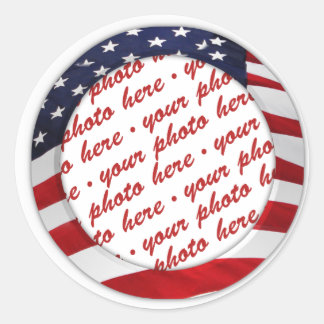 Sticker Rond Cadre photo American Flag Circle
