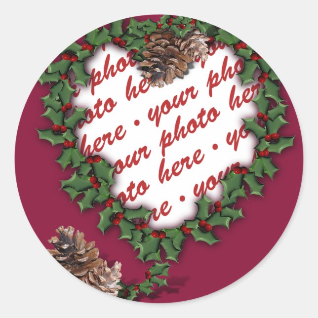 Sticker Rond Cadre photo de couronne cardiaque (Devant)