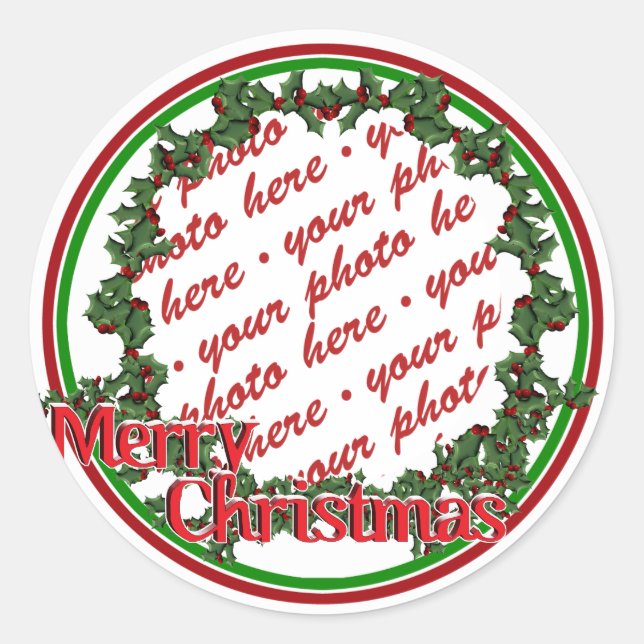 Sticker Rond Cadre photo Holly Wreath Circle (Devant)
