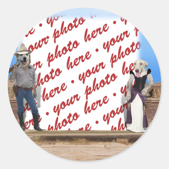 Sticker Rond Cadre photo Old West Dogs (Devant)