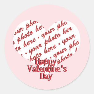 Sticker Rond Cadre photo rose Coeur Valentine