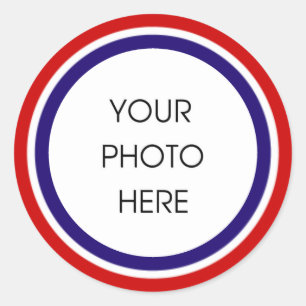 Sticker Rond Cadre photo rouge blanc et bleu