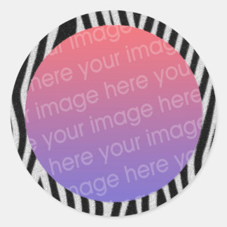 Sticker Rond cadre photo zebra rayures