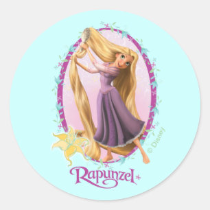 Sticker Rond Cadre Rapunzel