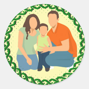 Sticker Rond Cadre vert noeud celtique