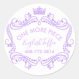 Sticker Rond Cadre Violet Avec Couronne Et Fils