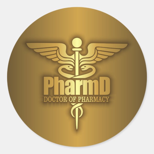Sticker Rond Caducée d'or (PharmD) (Devant)