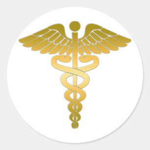 Sticker Rond Caduceus golden