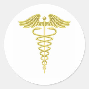 Sticker Rond Caduceus or symbole médical