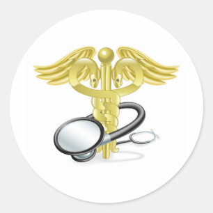 Sticker Rond Caduceus stéthoscope concept médical