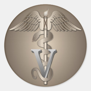 Sticker Rond Caduceus vétérinaire