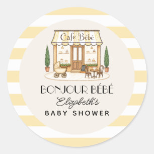 Sticker Rond Café Bébé Parisien Fille ou Garçon Baby Shower
