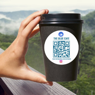 Sticker Rond Café bleu moderne Business Instagram Qr Code