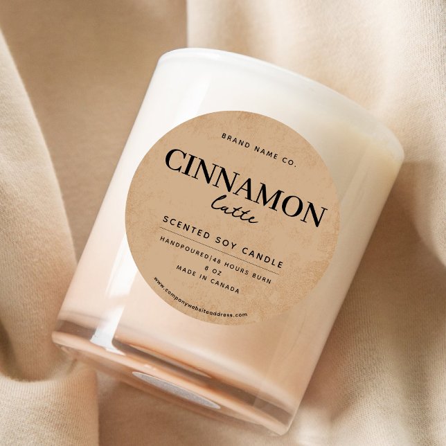 Sticker Rond Café Brown moderne Rustique (Créateur téléchargé)