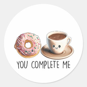 Sticker Rond Café cadeau Valentine Vous Me Complétez