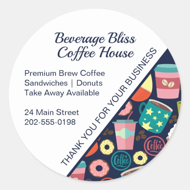 Sticker Rond Café Café Merci Business (Devant)