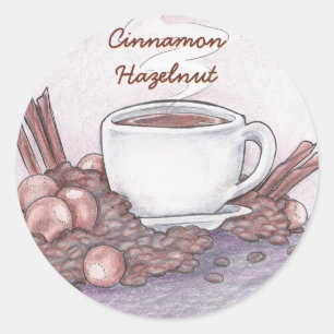 Sticker Rond Café en noisette de cannelle