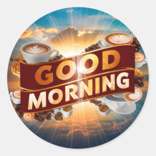 Sticker Rond Café et pains du bon matin #5