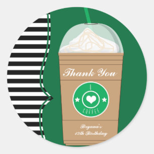 Sticker Rond Café froid Frap Anniversaire Fête Favoriser Sticke
