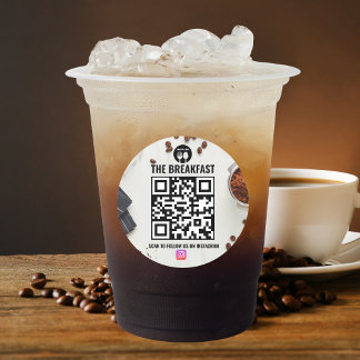 Sticker Rond Café inspiré Moderne Entreprise Instagram Qr Code