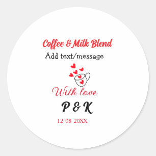 Sticker Rond Café & lait mélange amour couple café cœur rouge n