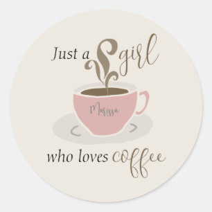 Sticker Rond Café Lover Retro Style Personnalisé Cute