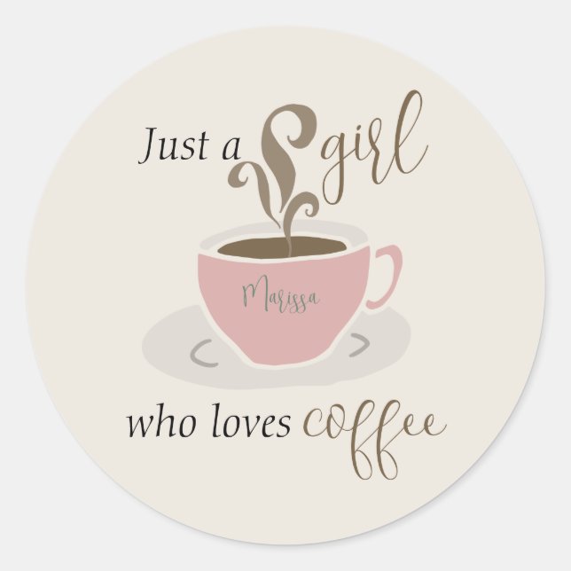 Sticker Rond Café Lover Retro Style Personnalisé Cute (Devant)
