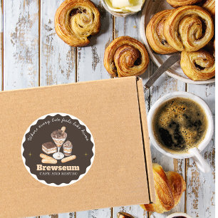 Sticker Rond Café marron & Resto Marque Personnalisée