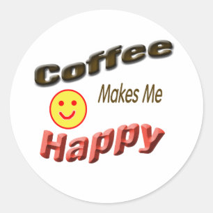Sticker Rond café me rend heureux