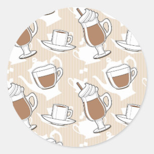Sticker Rond Café, motif doux