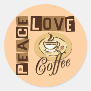 STICKER ROND CAFÉ PAIX LOVE