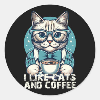 Sticker Rond Café retro vintage